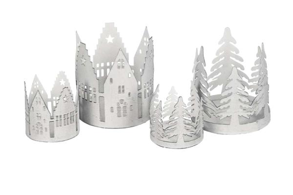weiße Windlichte 2er Set Häuser